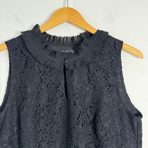 J. Crew‎ Blouse Women S Black Sleeveless Lace Ruffle Classic Career Old Money - Picture 6 of 10